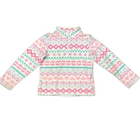 Place Other - Children Place Girl 10/12 Purple Aqua Pink Heart Pattern Fleece w Pockets